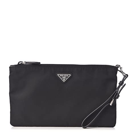 PRADA Tessuto Nylon Vela Wristlet Black 